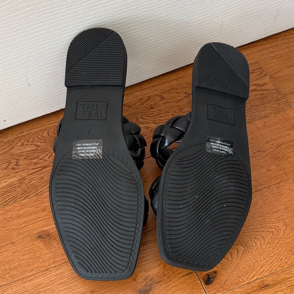 Time and Tru Black Braided Double-Strap Slide Sandals - Women - Picture 3 of 4